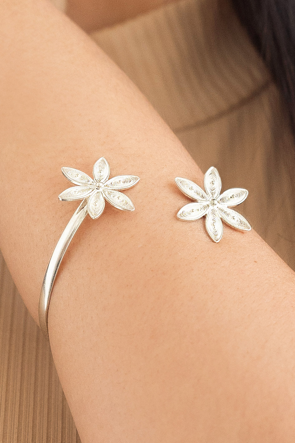 Pulsera Flower five, Plata 925!